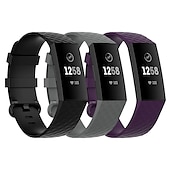 cheap Fitbit Watch Bands-3 Pack Watch Band for Fitbit Charge 4 / Charge 3 / Charge 3 SE Silicone Replacement  Strap Soft Elastic Breathable Sport Band Wristband