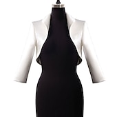cheap Wedding Guest Wraps-Shawl &amp; Wrap Shawls Women&#039;s Wedding Guest Wrap Bolero Pure Elegant Long Sleeve Satin Fall Wedding Wraps With Pure Color For Event / Party Spring &amp; Summer dress to impress
