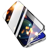 お買い得  iPhone用ケース-iPhone 16、iPhone 15 Pro Max Plus、iPhone 13、12、11 Pro Max Mini用マグネティック吸着フルボディ保護両面アンチピープソリッドカラー強化ガラス金属ケース