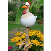 abordables Statues-Résine gros yeux poulet ornements artisanaux pied suspendu poulet pendentif décor à la maison jardin ornements en résine