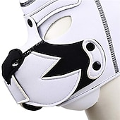 cheap Costumes-Full Face Mask Dog Puppy Hood White Helmet Removable Mouth Cosplay Costume Party Props (white)
