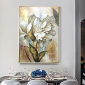 お買い得  花/植物画-油絵手作り手描き壁アートモダン抽象金の花ギフト家の装飾の装飾ロールキャンバスフレームなしストレッチなし