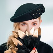 tanie czapki imprezowe-Czapki 100% wełna Beret Kapelusz bucket Specjalne okazje Impreza / Wieczór Kentucky Derby koktajl Królewski Astcot Moda Elegancja Z Kokarda Ćwiek Winieta Nakrycia Głowy