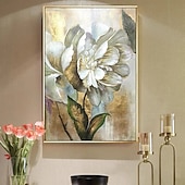 お買い得  花/植物画-油絵手作り手描き壁アートモダン抽象金の花ギフト家の装飾の装飾ロールキャンバスフレームなしストレッチなし