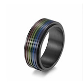 economico Anelli-anelli prosteel pride per donna uomo taglia 9 in acciaio inossidabile lgbtq pride rainbow fidget ring