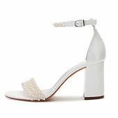 economico sposa-Per donna scarpe da sposa Stiletto Scarpe Bling Bling Scarpe da sposa Quadrato Occhio di pernice Vintage Similpelle Bianco Avorio