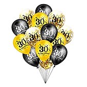 billige temafestdekorasjon-15 stk 30-årsdag lateksballonger trettijubileumsfestdekorasjon svart gull temafest ballong bursdagsfestutstyr