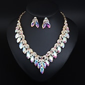 voordelige Sieradensets-Bruidssieradensets 2 Kristal Strass Legering 1 Ketting Oorbellen Dames Uitspraak Kleurrijk Schattig Zin in hebben Bloem Onregelmatig Sieraden set Voor Feest Bruiloft