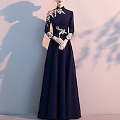 cheap Floor Length-A-Line Mother of the Bride Dress Elegant Simple High Neck Floor Length Stretch Fabric Long Sleeve with Pleats Appliques 2025 free custom size