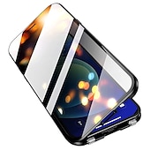 お買い得  iPhone用ケース-iPhone 16、iPhone 15 Pro Max Plus、iPhone 13、12、11 Pro Max Mini用マグネティック吸着フルボディ保護両面アンチピープソリッドカラー強化ガラス金属ケース