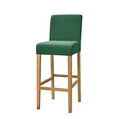cheap Dining Chair Cover-Stretch Velvet Bar Stool Cover Burgundy Counter Height Pub Chair Slipcover for Dining Room Cafe Non Slip with Elastic BottomThick Soft Style