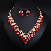 voordelige Sieradensets-Bruidssieradensets 2 Kristal Strass Legering 1 Ketting Oorbellen Dames Uitspraak Kleurrijk Schattig Zin in hebben Bloem Onregelmatig Sieraden set Voor Feest Bruiloft