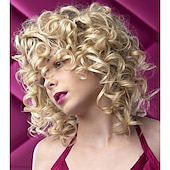 cheap Black &amp; African Wigs-Curly Wigs for Black Women 14&#039;&#039; Short Silver Grey Wavy Bob Hair Wig with Bangs Natural Heat Resistant Synthetic Wigs