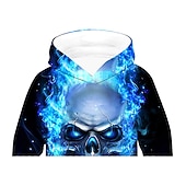 お買い得  男の子の3Dビジョンと幾何学-男の子 3D スカル パーカー 長袖 3Dプリント 秋 冬 活発的 クール ベーシック 子供 2〜12年 4〜12年 学校 アウトドア 日常