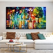 abordables Peintures paysages-Peinture à l&#039;huile à la main peint à la main mur art couteau rue paysage abstrait nordique décoration de la maison décor tendu cadre prêt à accrocher