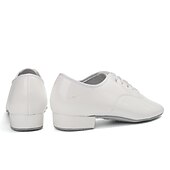 baratos Sapatos de Dança para Homem-sapatos de dança de salão masculinos em couro envernizado preto – design com cadarço e sola de camurça para um desempenho suave