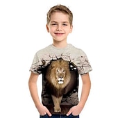 abordables Animales 3D para Niño-Niños Chico Camiseta Manga Corta Bleu Ciel Azul cielo Azul marinero Impresión 3D Dinosaurio Animal Escuela Diario Interior Básico Fresco 3-12 años / Verano