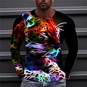 cheap Skull &amp; Bone-Men&#039;s Unisex Tiger Graphic Prints T shirt Long Sleeve T shirt 3D Print Crew Neck Shirt Designer Casual Big and Tall Daily Holiday Black Spring &amp;  Fall Clothing Apparel S M L XL XXL 3XL 4XL