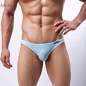 billiga Exotiska herrunderkläder-Herr 3-pack Sexiga trosor Kalsong Briefs Låg Midja Siden Nylon Solid färg Svart Vit