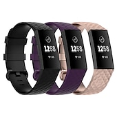 cheap Fitbit Watch Bands-3 Pack Watch Band for Fitbit Charge 4 / Charge 3 / Charge 3 SE Silicone Replacement  Strap Soft Elastic Breathable Sport Band Wristband