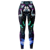 abordables Leggings y mallas de yoga-Mujer Pantalones de yoga Levantamiento de tope Control de barriga Alta cintura Entrenamiento de gimnasio Corriendo Aptitud física Calzas Cortas Mariposa Azul Marino Oscuro Morado Otoño Invierno