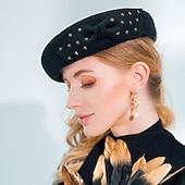 tanie czapki imprezowe-Czapki 100% wełna Beret Kapelusz bucket Specjalne okazje Impreza / Wieczór Kentucky Derby koktajl Królewski Astcot Moda Elegancja Z Kokarda Ćwiek Winieta Nakrycia Głowy