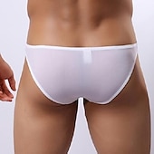 billiga Exotiska herrunderkläder-Herr 3-pack Sexiga trosor Kalsong Briefs Låg Midja Siden Nylon Solid färg Svart Vit