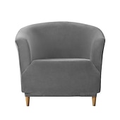 cheap Armchair Cover &amp; Armless Chair Cover-Velvet Club Chair Barrel Chair Slipcover Burgundy Stretch Armchair Covers 1-Piece Club Tub Chair Covers Sofa Cover Couch Furniture Protector Cover Plush Spandex Couch Covers for Living Room