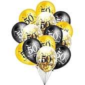 billige temafestdekorasjon-15 stk 30-årsdag lateksballonger trettijubileumsfestdekorasjon svart gull temafest ballong bursdagsfestutstyr
