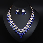voordelige Sieradensets-Bruidssieradensets 2 Kristal Strass Legering 1 Ketting Oorbellen Dames Uitspraak Kleurrijk Schattig Zin in hebben Bloem Onregelmatig Sieraden set Voor Feest Bruiloft