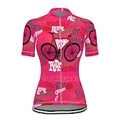 abordables Maillots de mujer-Mujer Maillot de Ciclismo Graphic Estampado Letra y Número Manga Corta Bicicleta Maillot Camiseta con 3 bolsillos traseros MTB Bicicleta Montaña Ciclismo Carretera Secado rápido Suave Bandas