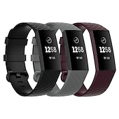 cheap Fitbit Watch Bands-3 Pack Watch Band for Fitbit Charge 4 / Charge 3 / Charge 3 SE Silicone Replacement  Strap Soft Elastic Breathable Sport Band Wristband