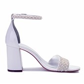 economico sposa-Per donna scarpe da sposa Stiletto Scarpe Bling Bling Scarpe da sposa Quadrato Occhio di pernice Vintage Similpelle Bianco Avorio