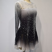 preiswerte Eiskunstlaufkleider-Eiskunstlaufkleid Damen Mädchen Eislaufen Kleider Austattungen Weiß Gelb Rosa Halo-Färbung Gitter Spandex Hochelastisch Wettbewerb Eiskunstlaufkleidung Kristalle Langarm Eislaufen Eiskundstlauf