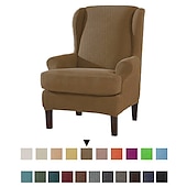 abordables Cubierta de sillón y silla sin brazo-Funda de sillón con respaldo alto, funda de sillón elástica, funda de sofá con funda de cojín en T, color liso, burdeos, rojo, suave y duradera