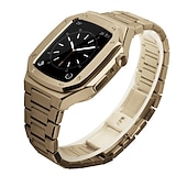 preiswerte Apple Watch-Armbänder-Gliederarmband Kompatibel mit Apple Watch Armband 40mm 41mm 44mm 45 mm mit Fall Herren Schmetterlingsschnalle Edelstahl Ersatzarmband für iwatch Series 9 8 7 6 5 4 SE