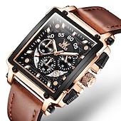 abordables Relojes de Cuarzo-Reloj de cuarzo OLEVS para hombres calendario cronógrafo gran bisel reloj impermeable de cuero genuino