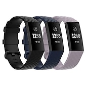 cheap Fitbit Watch Bands-3 Pack Watch Band for Fitbit Charge 4 / Charge 3 / Charge 3 SE Silicone Replacement  Strap Soft Elastic Breathable Sport Band Wristband
