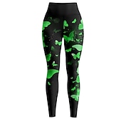 abordables Leggings y mallas de yoga-Mujer Pantalones de yoga Levantamiento de tope Control de barriga Alta cintura Entrenamiento de gimnasio Corriendo Aptitud física Calzas Cortas Mariposa Amarillo Rojo Azul Otoño Invierno Deportes