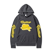 cheap Cartoon &amp; Movie Character Graphic-KPOP BTS Butter Hoodie Anime Cartoon Anime Harajuku Graphic Kawaii For Couple&#039;s Men&#039;s Women&#039;s Adults&#039; Back To School Hot Stamping