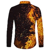 abordables Modèle 3D-Homme Flamme Chemise Chemise boutonnée manche longue Mode Design Décontractées du quotidien Vacances Sortie Printemps été Col rabattu Impression 3D Bouton bas Jaune clair Jaune Violet Vert