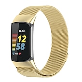 billiga Fitbit klockband-Smart Watch-band Kompatibel med Fitbit Charge 5 Rostfritt stål Smart klocka Rem Elastisk Magnetlås Milanesisk loop Ersättning Armband