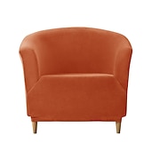 cheap Armchair Cover &amp; Armless Chair Cover-Velvet Club Chair Barrel Chair Slipcover Burgundy Stretch Armchair Covers 1-Piece Club Tub Chair Covers Sofa Cover Couch Furniture Protector Cover Plush Spandex Couch Covers for Living Room