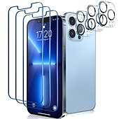 abordables Protecteurs d&#039;écran pour iPhone-3 ensembles Protection Écran + Protecteur D&#039;objectif D&#039;appareil Photo Pour Apple iPhone 16 iPhone 15 Pro Max Plus iPhone 14 Pro Max Phone 13 Pro Max 12 11 X XR XS Max 8 7 Verre Trempé Anti-Traces de