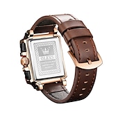 abordables Relojes de Cuarzo-Reloj de cuarzo OLEVS para hombres calendario cronógrafo gran bisel reloj impermeable de cuero genuino
