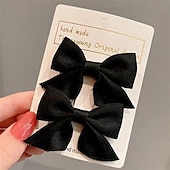 cheap Hair Clips-2 Pieces Toddler Girls&#039; Hair Accessories Active Sweet Solid Colored Bow Black Yellow