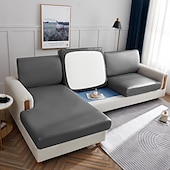 abordables Funda de sofá-Funda de cojín elástica de piel sintética para sofá, color burdeos, 100 % impermeable, para silla, protector de muebles, funda de sofá con base elástica, lavable