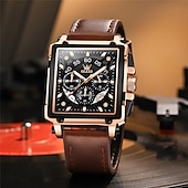 abordables Relojes de Cuarzo-Reloj de cuarzo OLEVS para hombres calendario cronógrafo gran bisel reloj impermeable de cuero genuino