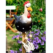 abordables Statues-Résine gros yeux poulet ornements artisanaux pied suspendu poulet pendentif décor à la maison jardin ornements en résine