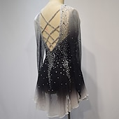 preiswerte Eiskunstlaufkleider-Eiskunstlaufkleid Damen Mädchen Eislaufen Kleider Austattungen Weiß Gelb Rosa Halo-Färbung Gitter Spandex Hochelastisch Wettbewerb Eiskunstlaufkleidung Kristalle Langarm Eislaufen Eiskundstlauf